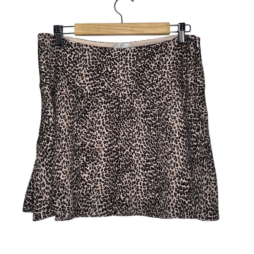 Joie Leopard Silk Mini Skirt Size 8 Cheetah Print Brown Tan Lined Skirt